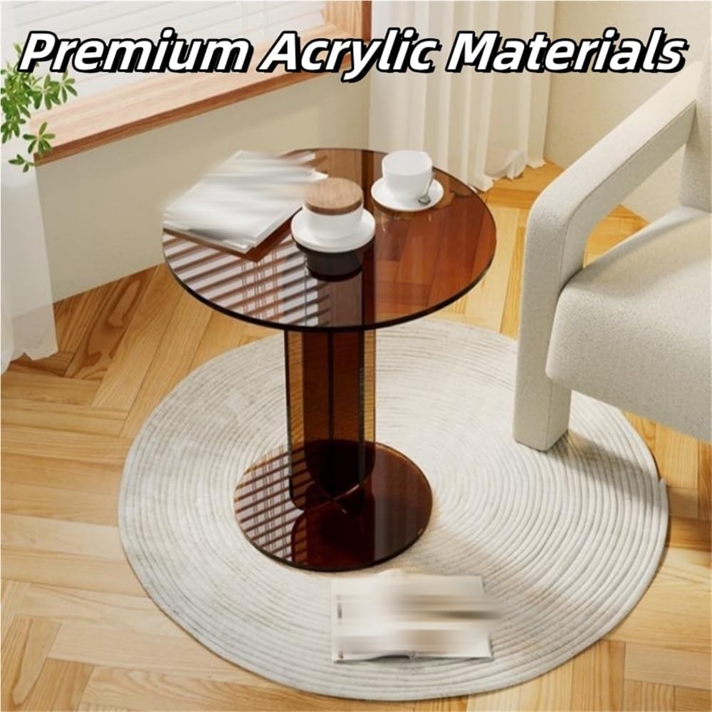 Modern Acrylic Side Table, Sleek Round Coffee Table, Pedestal End Table, Mult...