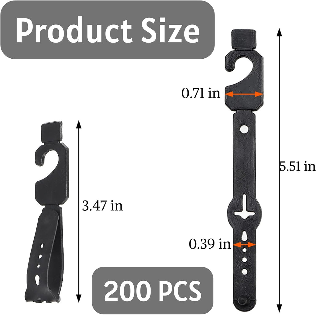 ZENFUN 200 Pc Plastic Belt Hangers, Black Plastic Hanger Hooks for Belts and Plastic Hanger Hooks, Economic Plastic Belt Hooks Tie Hangers Bulk for Men, Closet Organizers, Storage, Retail