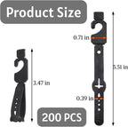 ZENFUN 200 Pc Plastic Belt Hangers, Black Plastic Hanger Hooks for Belts and Plastic Hanger Hooks, Economic Plastic Belt Hooks Tie Hangers Bulk for Men, Closet Organizers, Storage, Retail