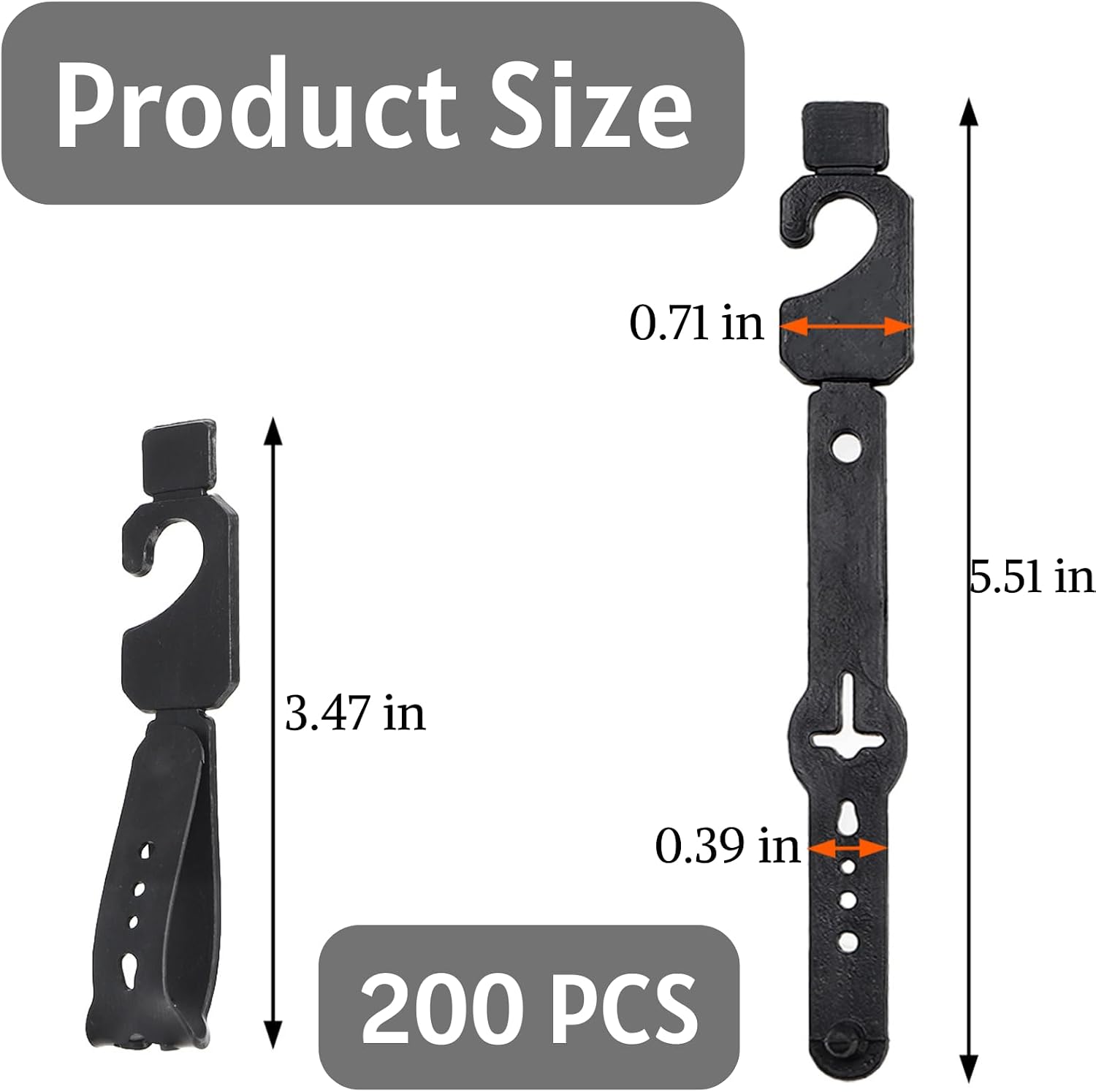ZENFUN 200 Pc Plastic Belt Hangers, Black Plastic Hanger Hooks for Belts and Plastic Hanger Hooks, Economic Plastic Belt Hooks Tie Hangers Bulk for Men, Closet Organizers, Storage, Retail
