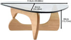 EASYSOUL Modern Glass Coffee Table, 32.68W x 22.44L x 15.75H in, Abstract Round Tea Tables for Living Room Home Office Industrial Cocktail Tables (Log-Clear Glass, 44.88")