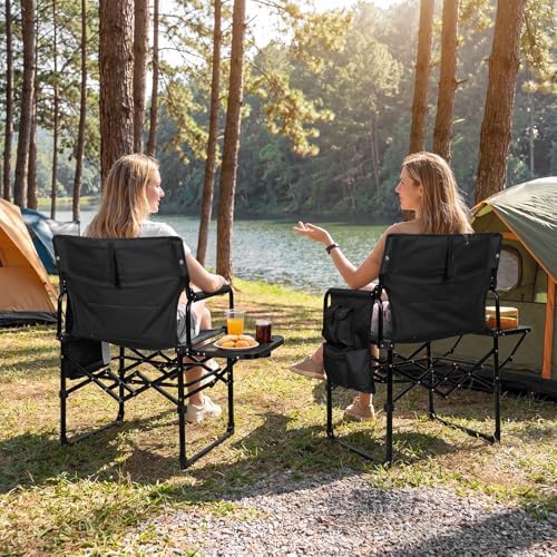Romswi 2 Pack Folding Director Chair for Outdoor, Heavy Duty Camping Chair wi...