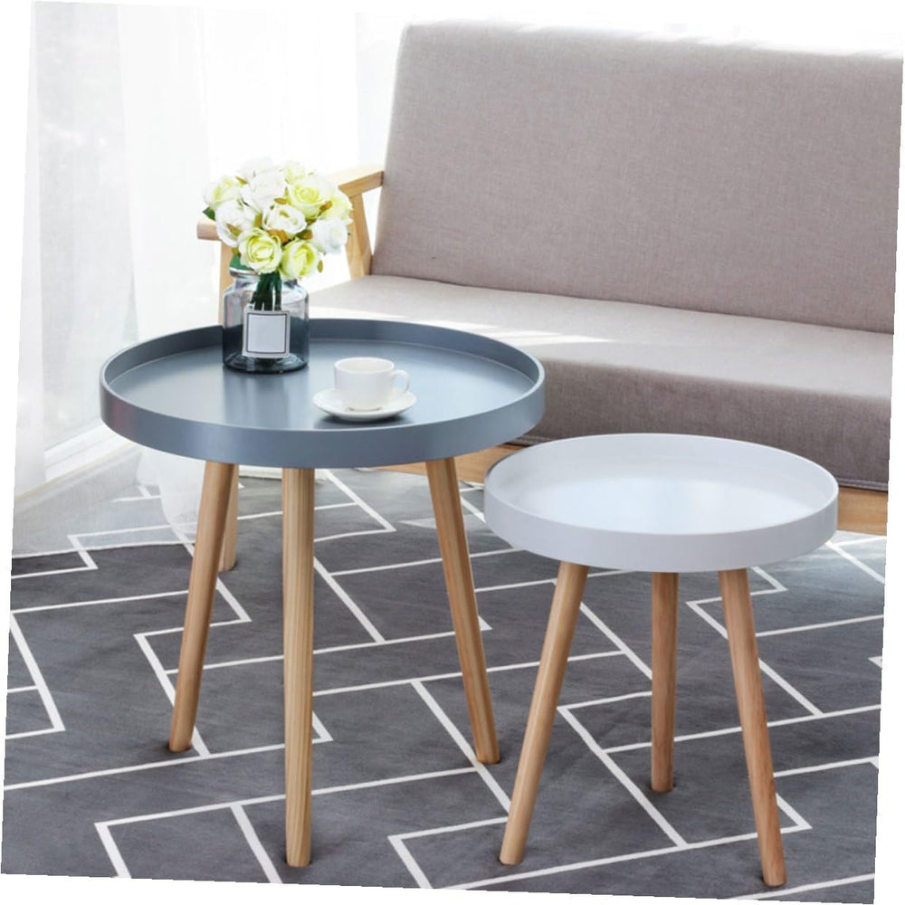 Nordic Small Round Coffee Table White Modern Mini Sofa Side End Table Bedside...