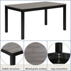 Dining Table Set for 5, 6-Piece Kitchen Table & Chairs Set with Rectangular Table, Bench & 4 Upholstered Chairs, 39'' Dinner Set with Wood Legs & Curved Backrest for Kitchen, Light Black