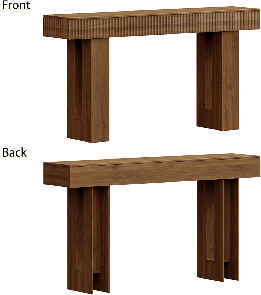 63-Inch Long Entryway Console Table with a Fluted Design, Thick Wood Farmhous...