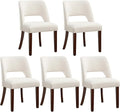 Dining Chair Set of 5,Modern Dining Room Chairs with Thick Cushions,Upholstered Linen Fabric Kitchen Chairs for Kitchen Dining Room Beige