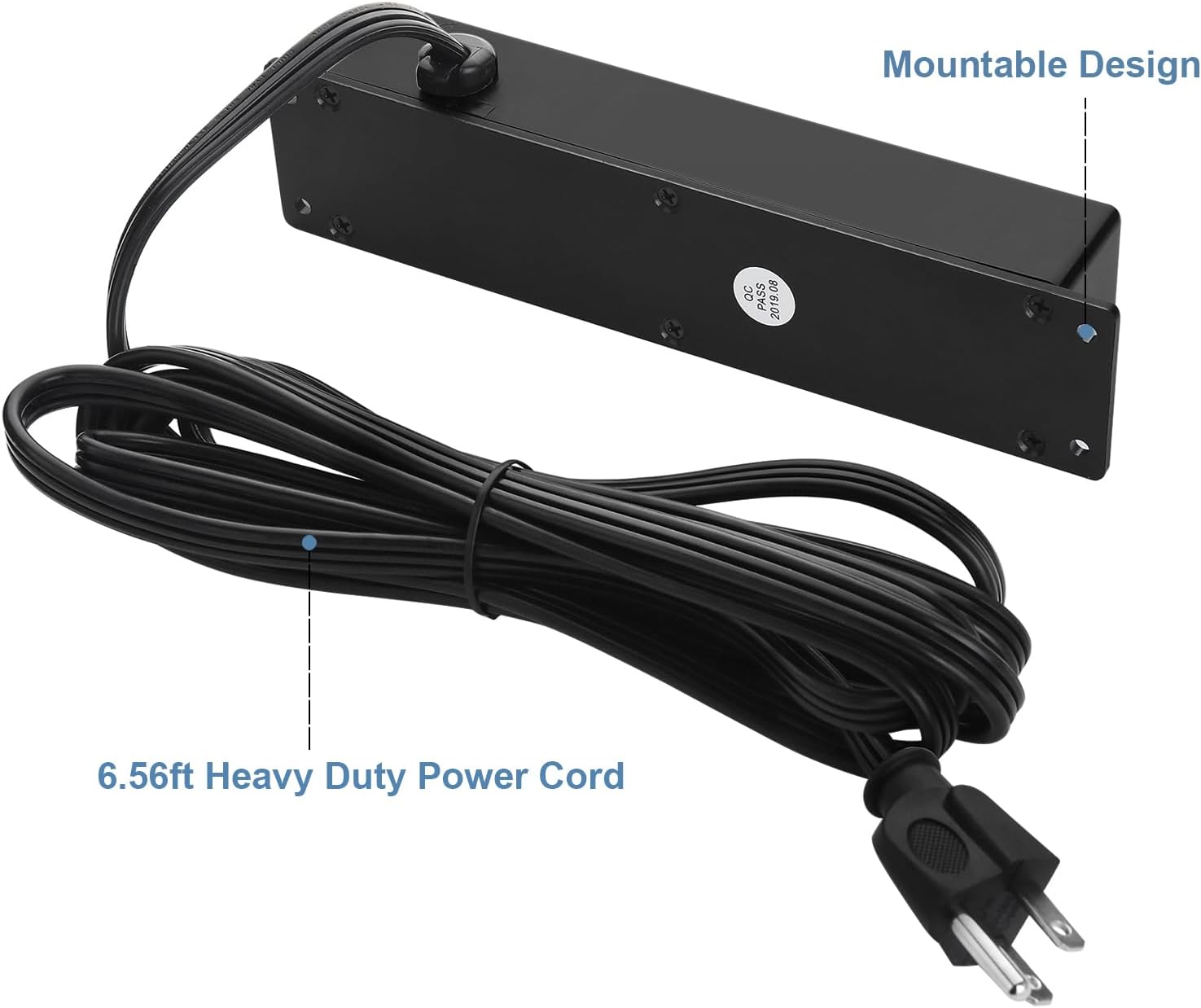 2Pack Wall Mount Power Outlet Strip, 4 Outlet Mountable Power Strip with Switch, Under Desk Power Strip Connect with 6ft Cord Mount Under Desk, Workbench, Nightstand, Dresser, Table.(Black)