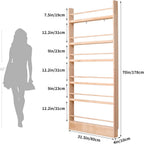 Wooden Kids Bookshelf, Wall Mount 6-Tier Behind The Door Shelf, Organizer for Toys and Books, Space-Saving Wall Mount Narrow Book Shelf