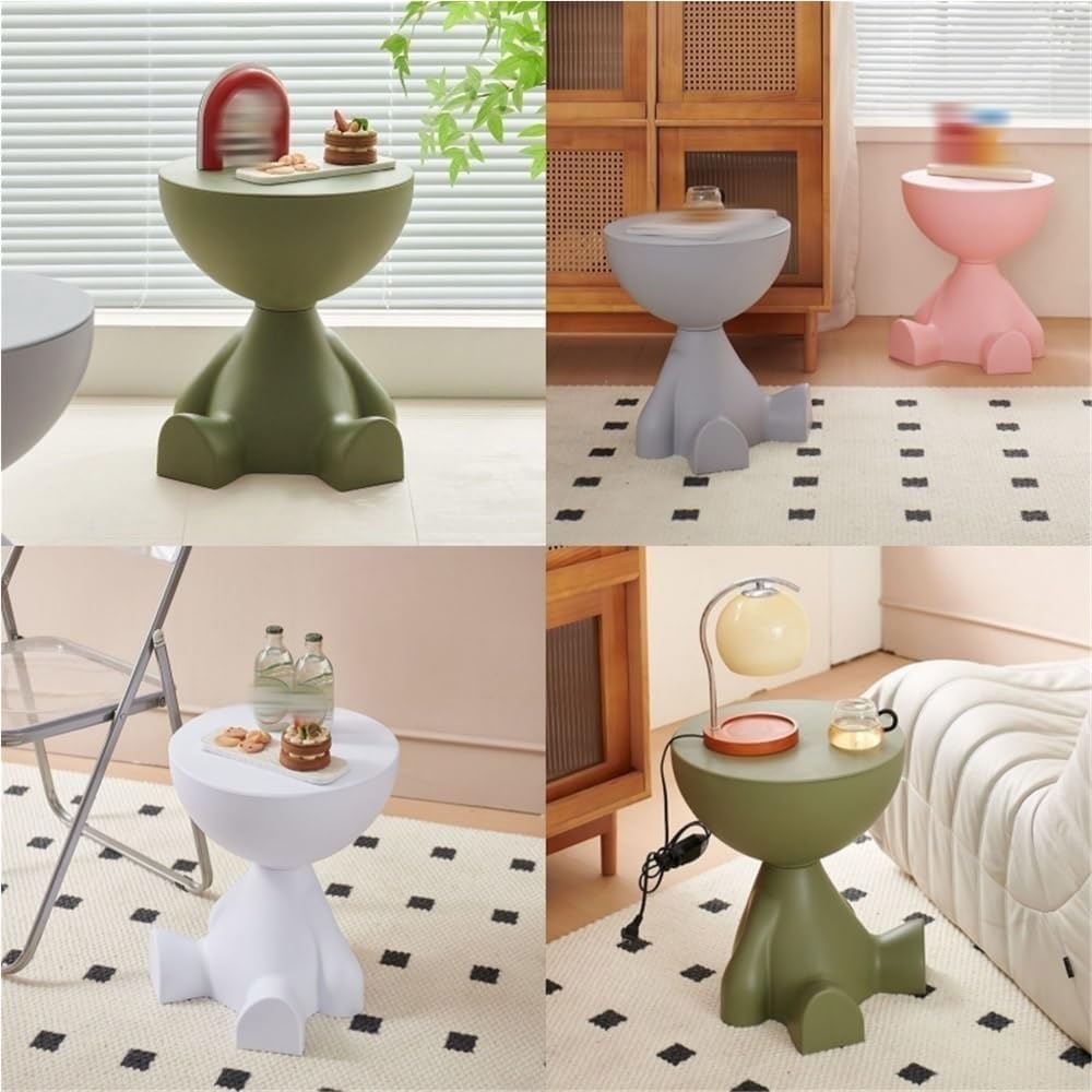 Cute Side Table, Round Sofa End Table with Hidden Storage, Versatile Nightsta...