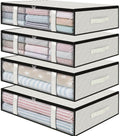 StorageRight Under Bed Storage Bins, 4-Pack 40L Foldable Fabric Storage Bags with Transparent Window, Breathable Organizer for Clothes/Blanket/Comforter/Quilt, White