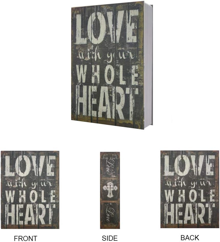 Large Diversion Book Safe Storage Box (Size 10.5"×8"×2.6") With Security Key Lock, Dictionary Secret Hidden Safe (Love-Key)