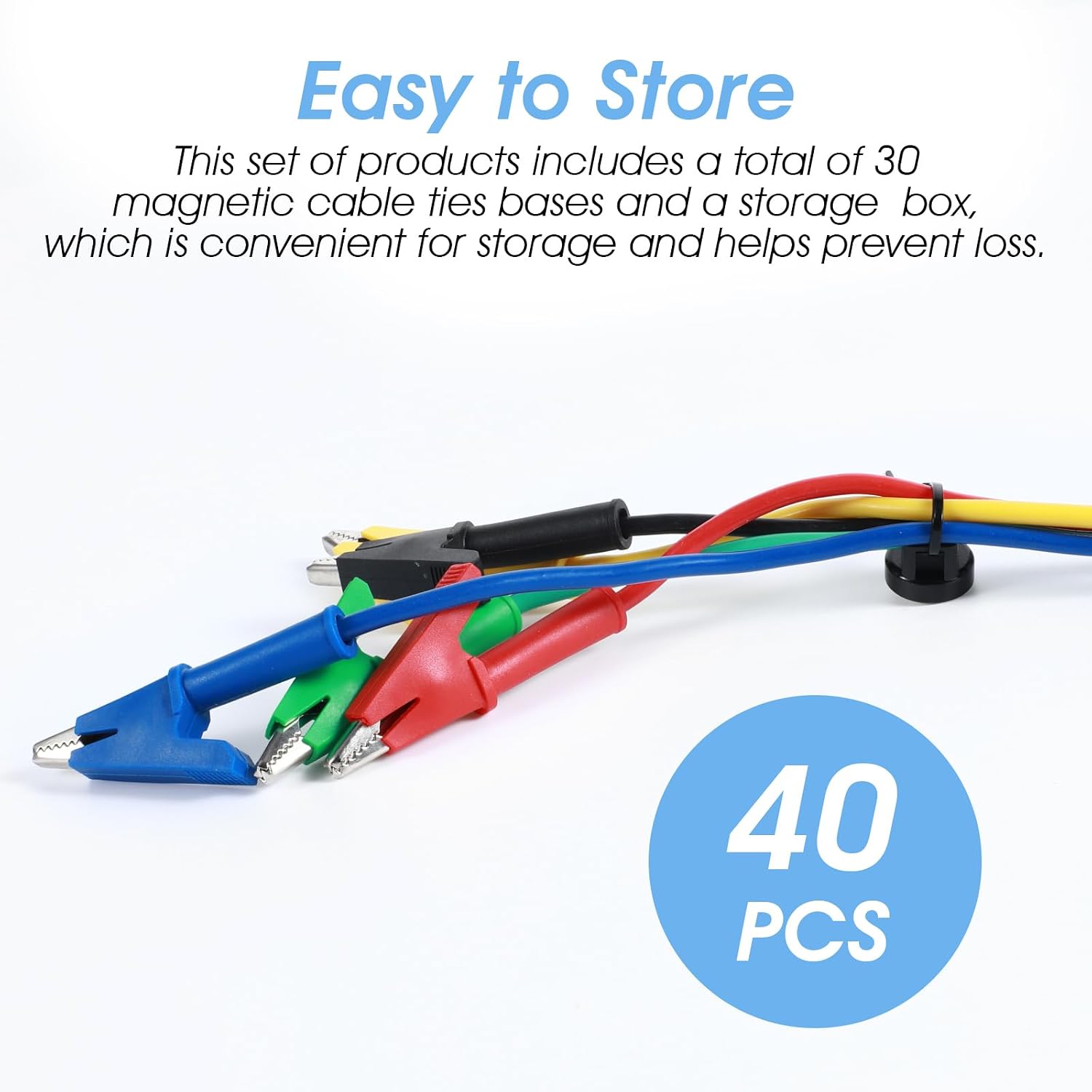 40 Pack Magnetic Zip Tie Mounts, Magnetic Cable Clips Organize and Secure Cables Wires with Powerful Multipurpose Cable Ties Mount Base for Electrical Wire