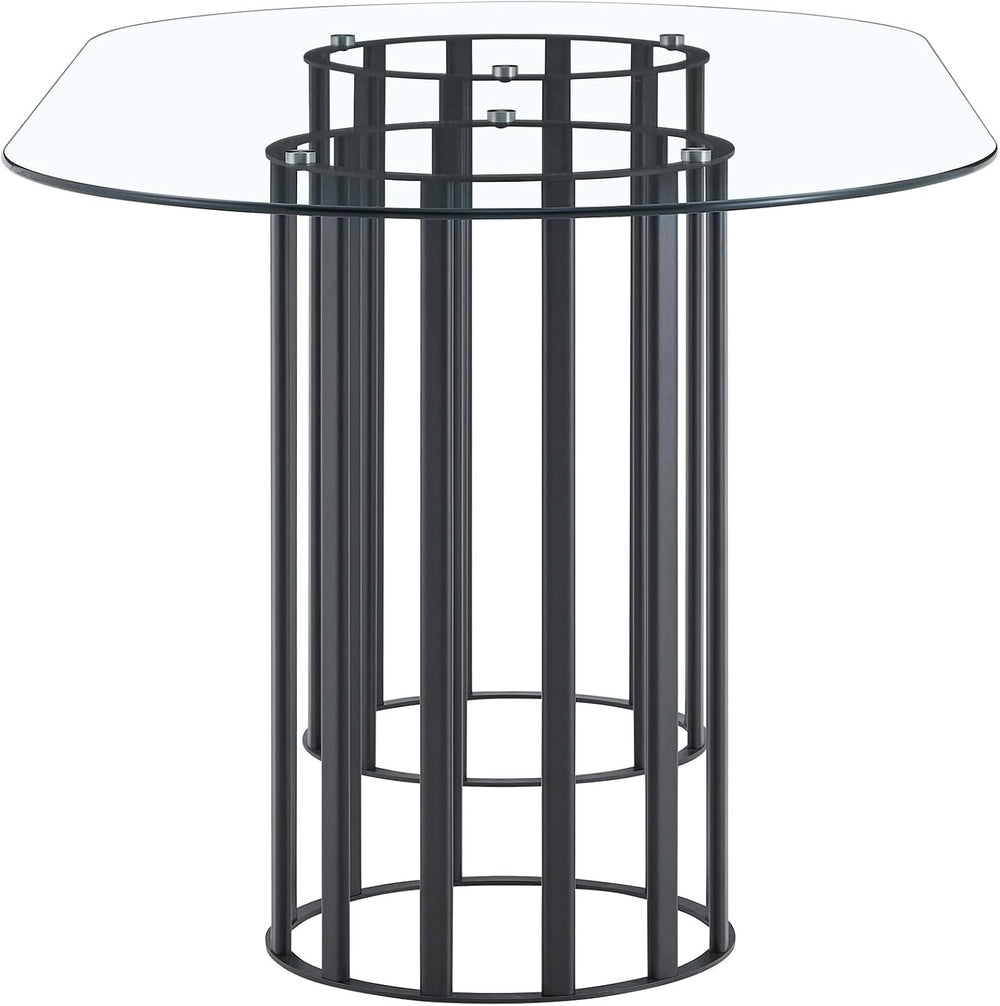 Oval Tempered Glass Dining Table for 4-8 People, 71'' Tall Kitchen Ta...