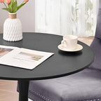 3-Pieces 31.5" Round Dining Table Set for 2, Black Dining Table & 2 Velvet Upholstered Dining Chairs for Kitchen Dining Room Apartment Small Space(Black Table & Grey Chairs)