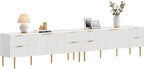 SICOTAS TV Stand for 55/60/65/70 Inch TV - 62 Inch TV Stands for Living Room Entertainment Center with 4 Drawers, Fluted Modern TV Media Console Television Cabinet for Bedroom (White, 2 Pieces)