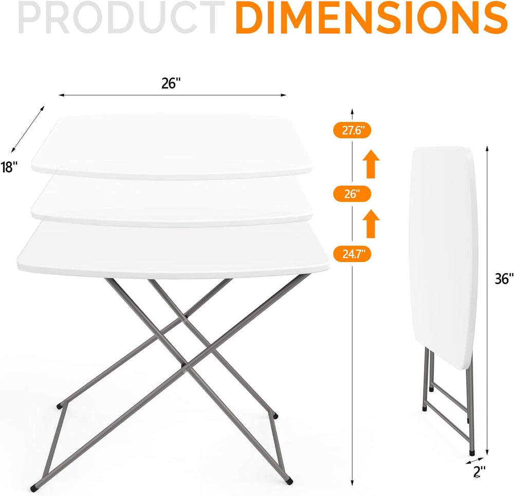 VINGLI Small Folding Table Portable, 18" Adjustable Height Personal Lapt...