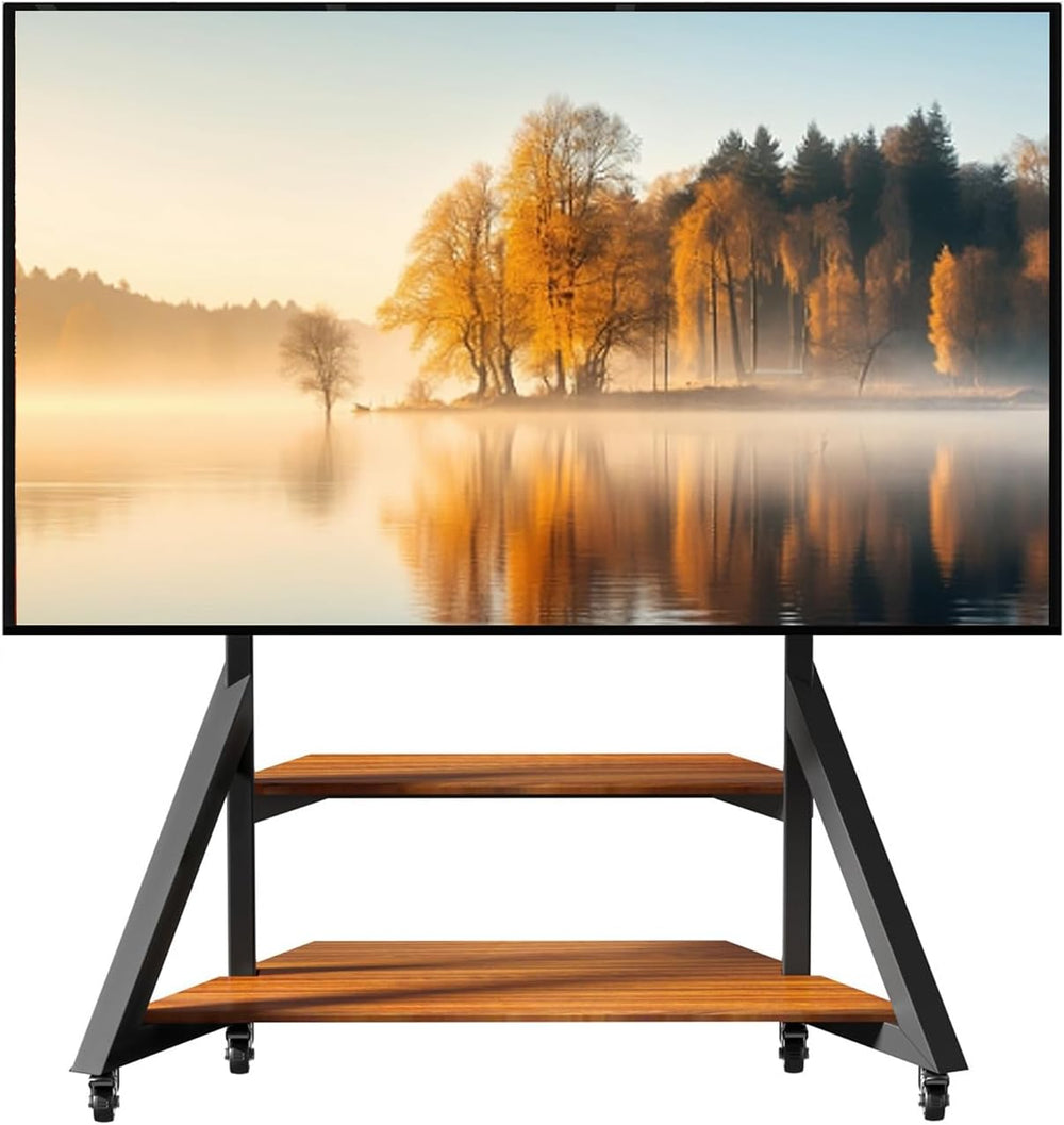 Mobile TV Stand for 65-100 Inch TVs, Holds Up to 220 lbs,Walnut | Height Adju...