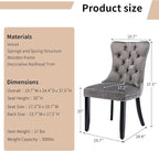 Modern Dining Chairs Set of 6, Tufted Upholstered Dining Chair with Solid Wood Legs, Grey Velvet Accent Chair, Sillas de Comedor, 6 Dining Chairs (Gray, Velvet, 6Pcs)