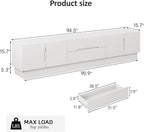 94.5" Wide Modern TV Stands for Living Room, Entertainment Center with Storage Cabinets and Drawers,Wooden TV Console with Groove Handle,Media Console for Bedroom,Dining Room,White