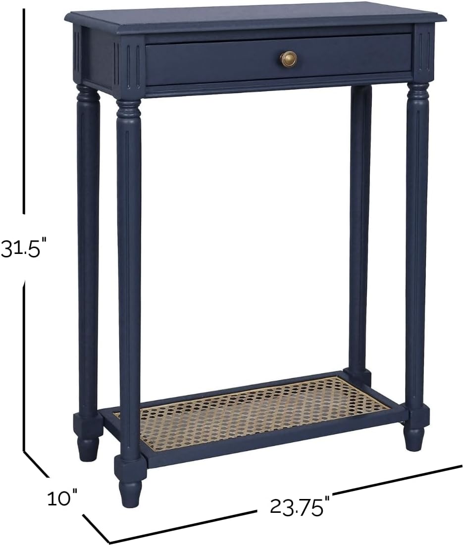 East at Main Lenora Navy Narrow Console Table for Entryway with Drawer | 23.7...