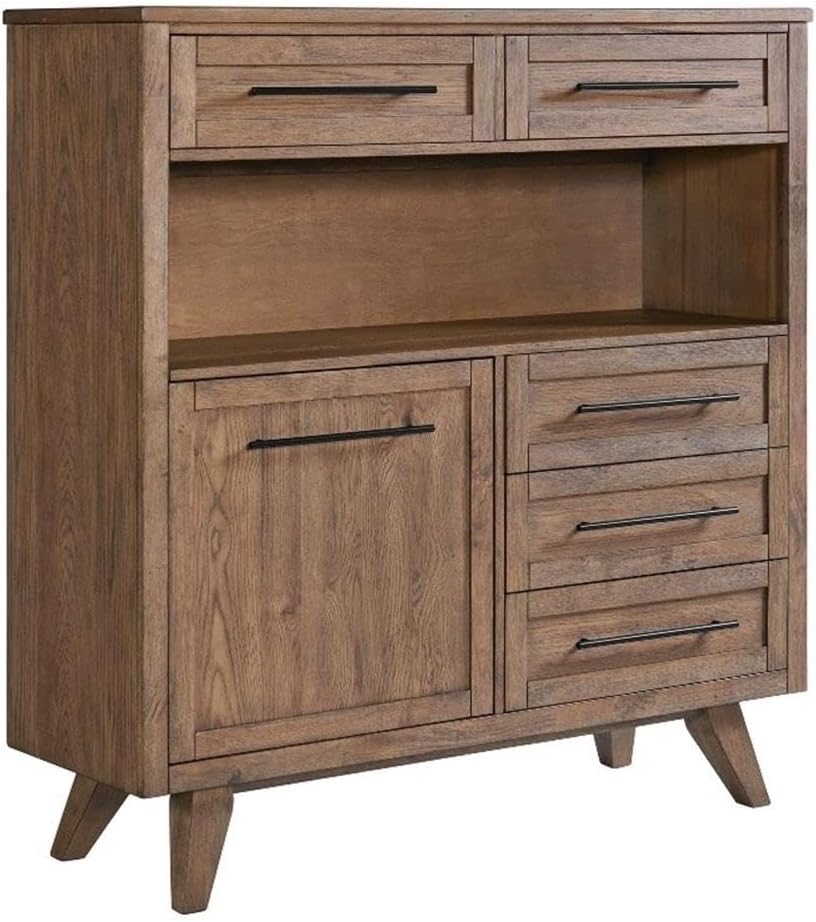 Pemberly Row 54" Transitional Wood Pantry Cabinet, Weathered Chestnut Fi...