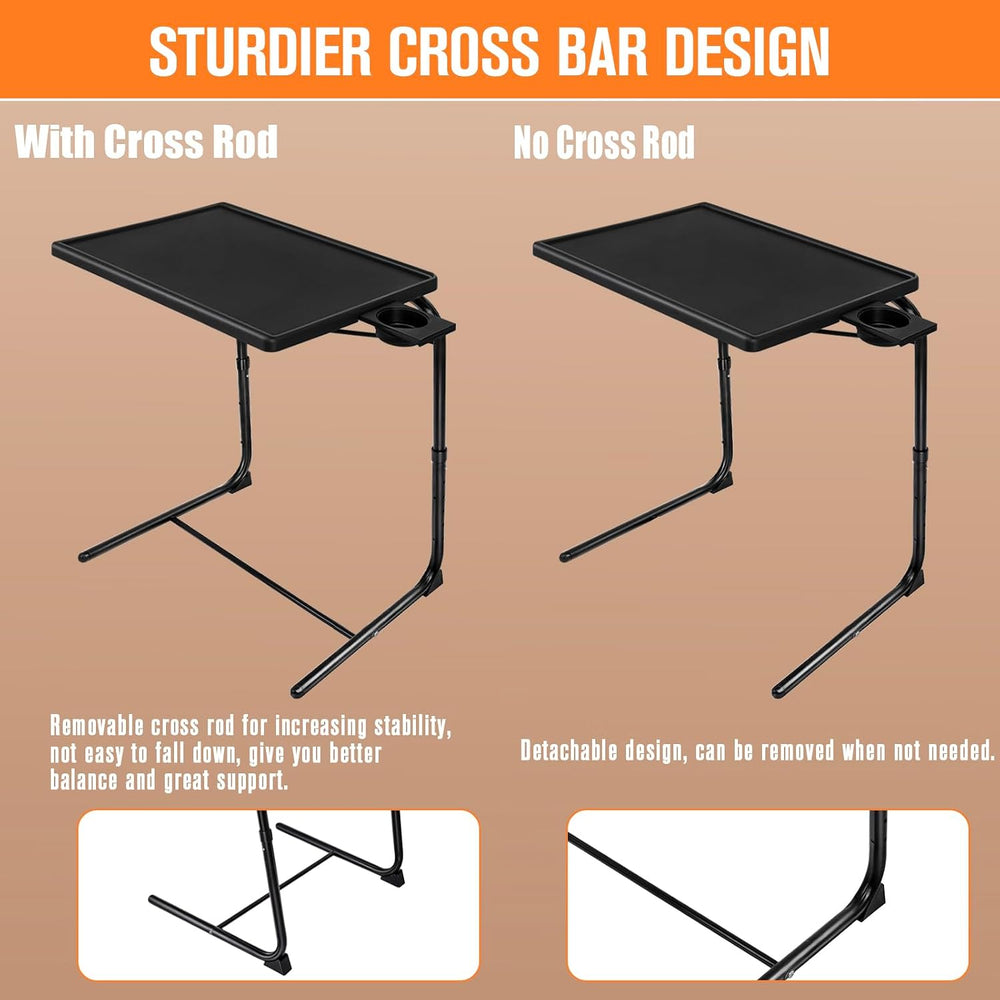 TV Tray Table, TV Dinner Table with 3 Tilt Angles and 6 Height Adjustments, F...