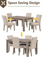 Morden Fort Farmhouse Dining Set for 4, 60" Rectangular Wooden Table & 4 Upholstered Chairs with Nailhead Accents, 5-Piece Kitchen Table Set for Dining Room, Breakfast Nook, Antique Rustic