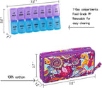 Weekly Pill Organizer 2 Times a Day, Zumd Pill Box 7 Day with Cute Quilted Fabric Zipper Case, Travel Pill Case Am Pm for Vitamin Medicine Organizer