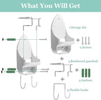 Wall Mount Iron Board Hanger and Ironing Board Storage Organizer Shelf With Removable Hooks for Household Bathroom Laundry Room (White)