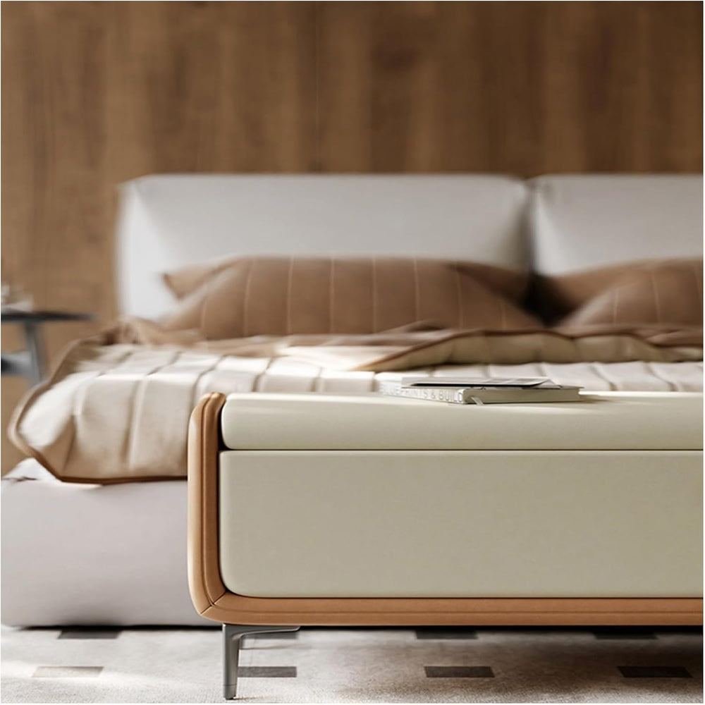 Modern Modern Faux Leather Storage Ottoman Bench with Metal Base,Upholstered ...