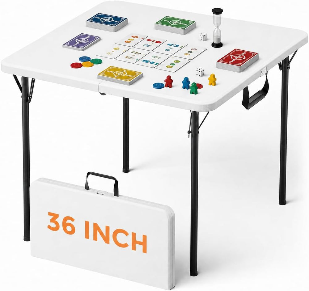 36" Square Folding Card Table - Plastic Portable Folding Table with Carr...