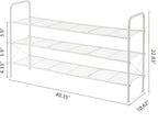 Hoctieon 3 Tier Durable Mesh Style Shoe Rack, Entryway Shoe Shelf, Shoe Rack FreeStanding, Shoe Storage Organizer, Shoe Rack for Closet, Space Save For bathroom, Hallway, Bedroom, Living Room, White