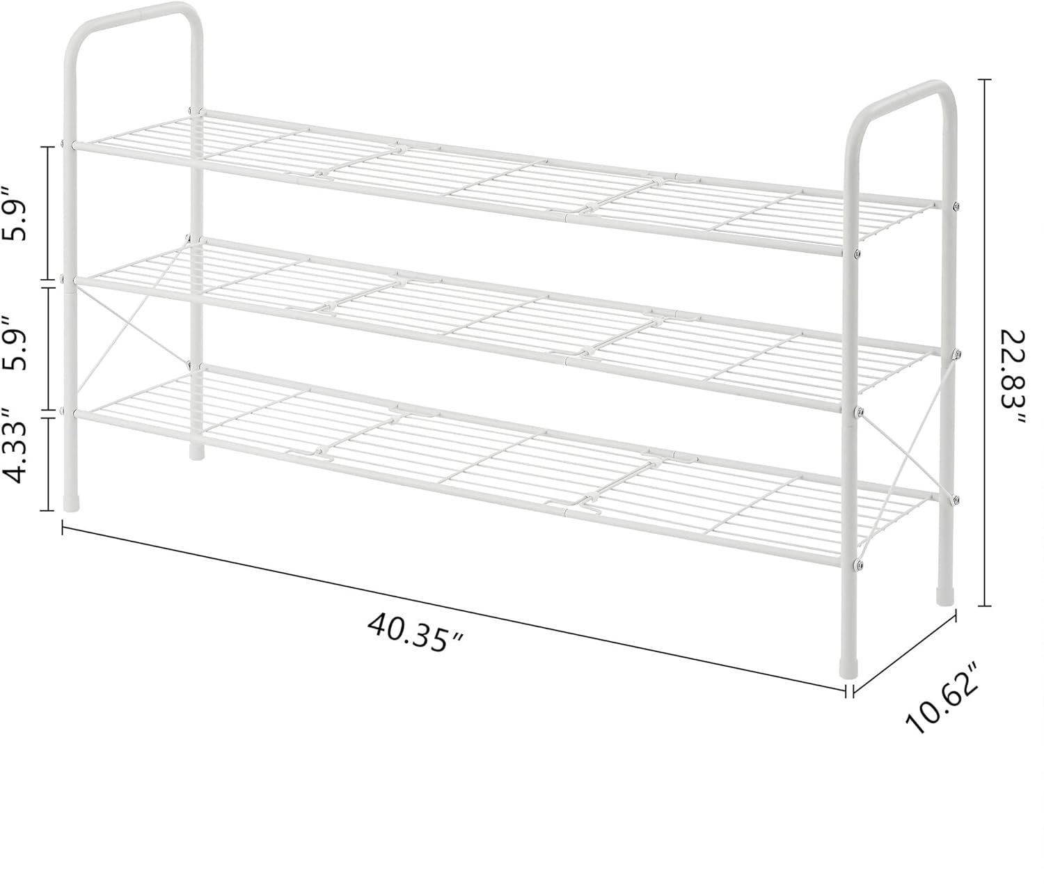 Hoctieon 3 Tier Durable Mesh Style Shoe Rack, Entryway Shoe Shelf, Shoe Rack FreeStanding, Shoe Storage Organizer, Shoe Rack for Closet, Space Save For bathroom, Hallway, Bedroom, Living Room, White