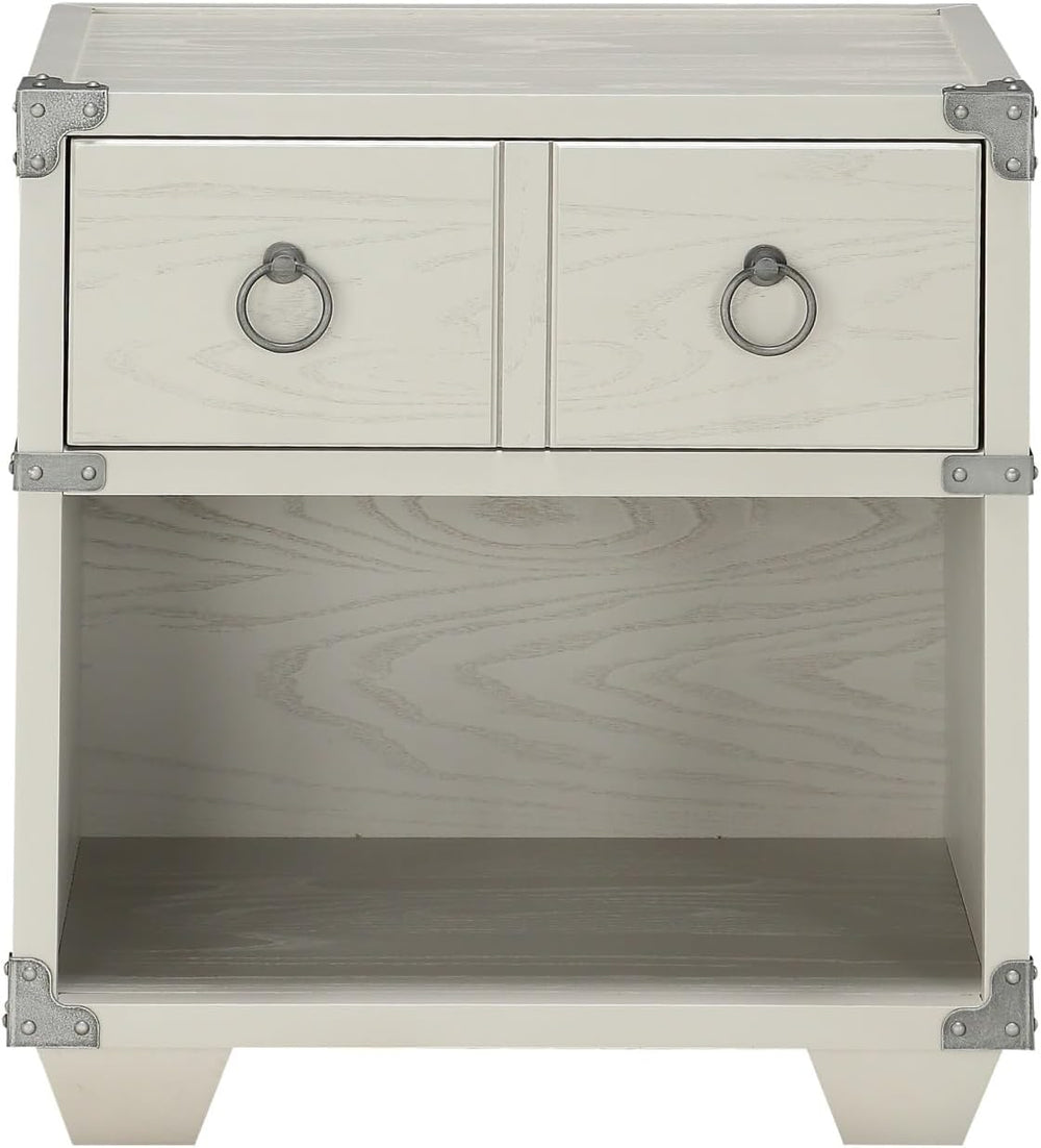 Gray Finish Nightstand, 2-Drawer Nightstand,for Small Spaces