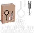 50 PCS White Eye Screw Hooks for Hanging Heavy Duty with Safety Buckle.Metal Ceiling Hooks for Hanging Plants Cup Wind Chime Bird Feeders Patio Lights at Indoor&Outdoor