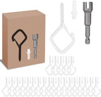 50 PCS White Eye Screw Hooks for Hanging Heavy Duty with Safety Buckle.Metal Ceiling Hooks for Hanging Plants Cup Wind Chime Bird Feeders Patio Lights at Indoor&Outdoor