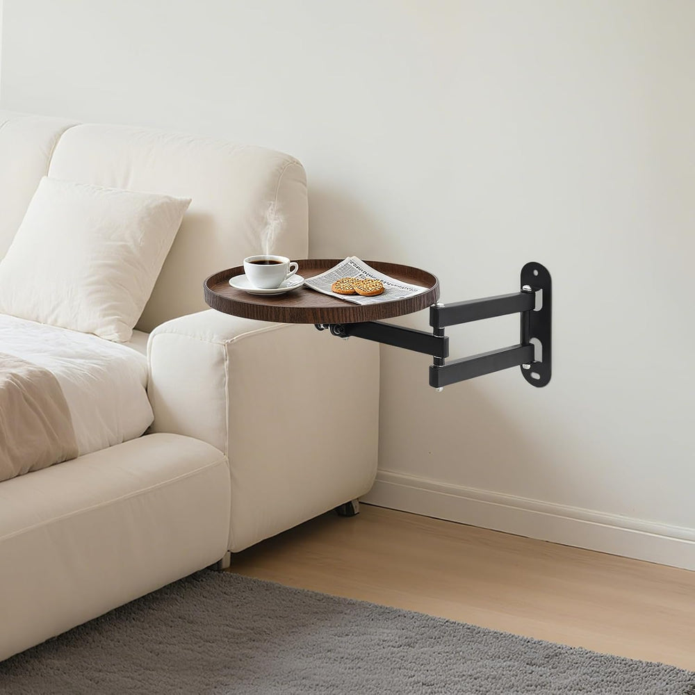 Wall Mounted Folding Table, Solid Wood Retractable Wall Desk w/Oval Base, 180...