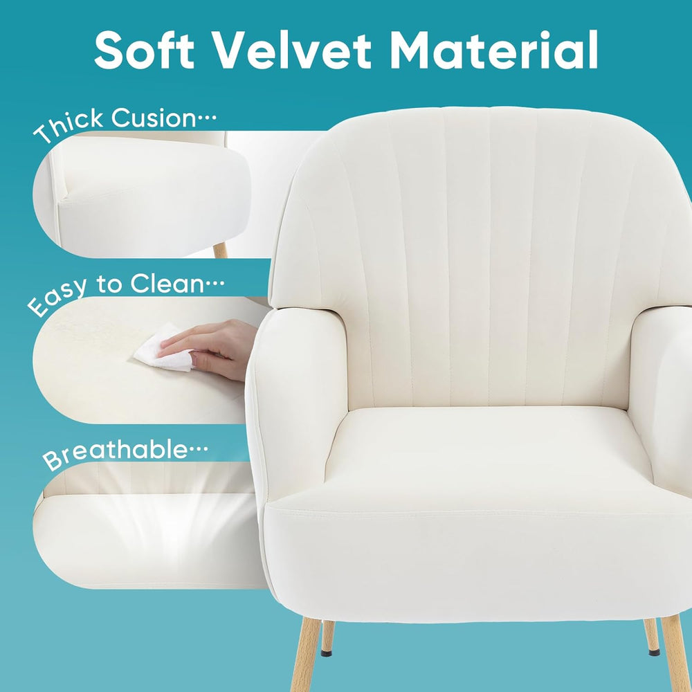 Velvet Accent Chair, Modern Upholstered Single Living Room Chairs with Tufted...