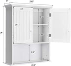 Tangkula Wall Mount Bathroom Cabinet Wooden Medicine Cabinet Storage Organizer with 2-Doors and 1-Shelf Cottage Collection Wall Cabinet (White)