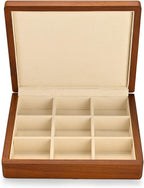 Oirlv Solid Wood Ring Jewelry Box Organizer Earrings Jewelry Drawer Organizer Tray with Lid (Creamy-white 9 Grid Box)