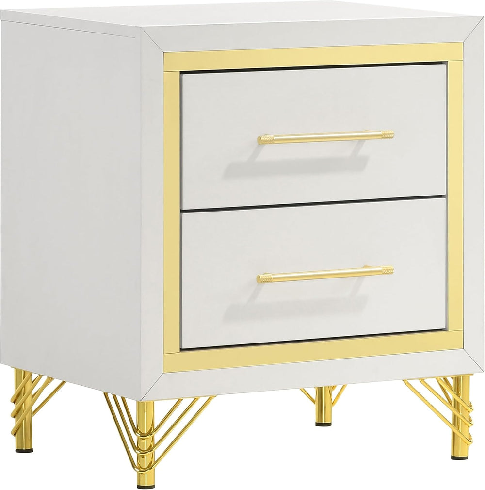 White 2-Drawer Nightstand Bedside Table,for Small Spaces