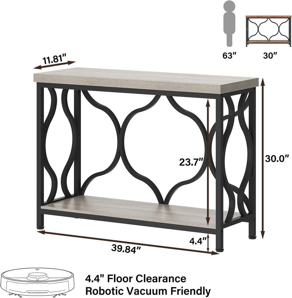 IBF Narrow Entryway Table with Storage, Modern Wood Metal Console Sofa Table ...