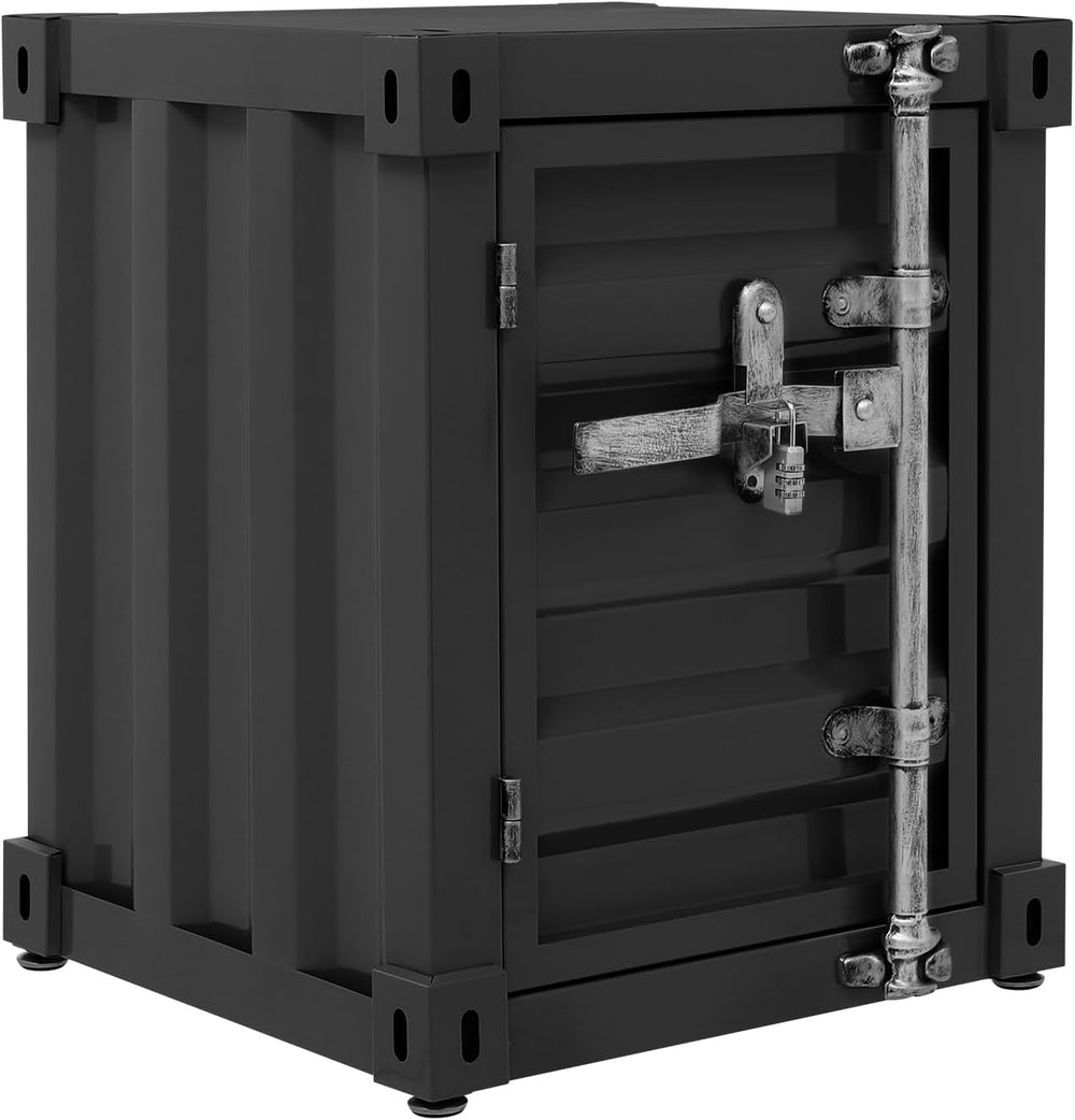 Industrial Style Side Table, Multifunctional Container Cabinet Style Side Tab...