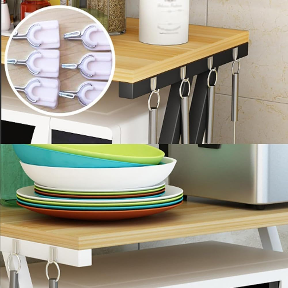 Two Tier Microwave Stand with Vent Rack Freestanding Kitchen Baker's Rack...