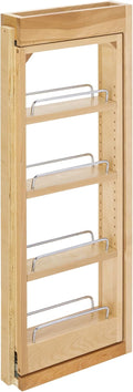 Rev-A-Shelf 3"W x 30"H Pullout Shelf Organizer for Between Wall Kitchen Cabinets, Filler Spice Rack & Seasoning Storage Holder, Maple Wood, 432-WF-3C