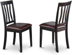 East West Furniture HLAN3-BCH-LC 3 Piece Dining Room Table Set Contains a Round Kitchen Table with Pedestal and 2 Faux Leather Upholstered Dining Chairs, 42x42 Inch, Black & Cherry