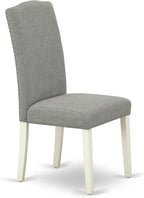 East West Furniture V027EN206-6 6 Piece Kitchen Table Set Contains a Rectangle Dining Table with V-Legs and 4 Dark Shitake Linen Fabric Parson Chairs with a Bench, 40x72 Inch, Multi-Color