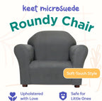 Roundy Toddler Armchair with Soft Microsuede Upholstery Durable Wooden Frame, Ergonomic Design, Fully Assembled, Comfortable Kids Chair for Ages 2-5, Ideal for Bedroom, Playroom & Daycare Use.