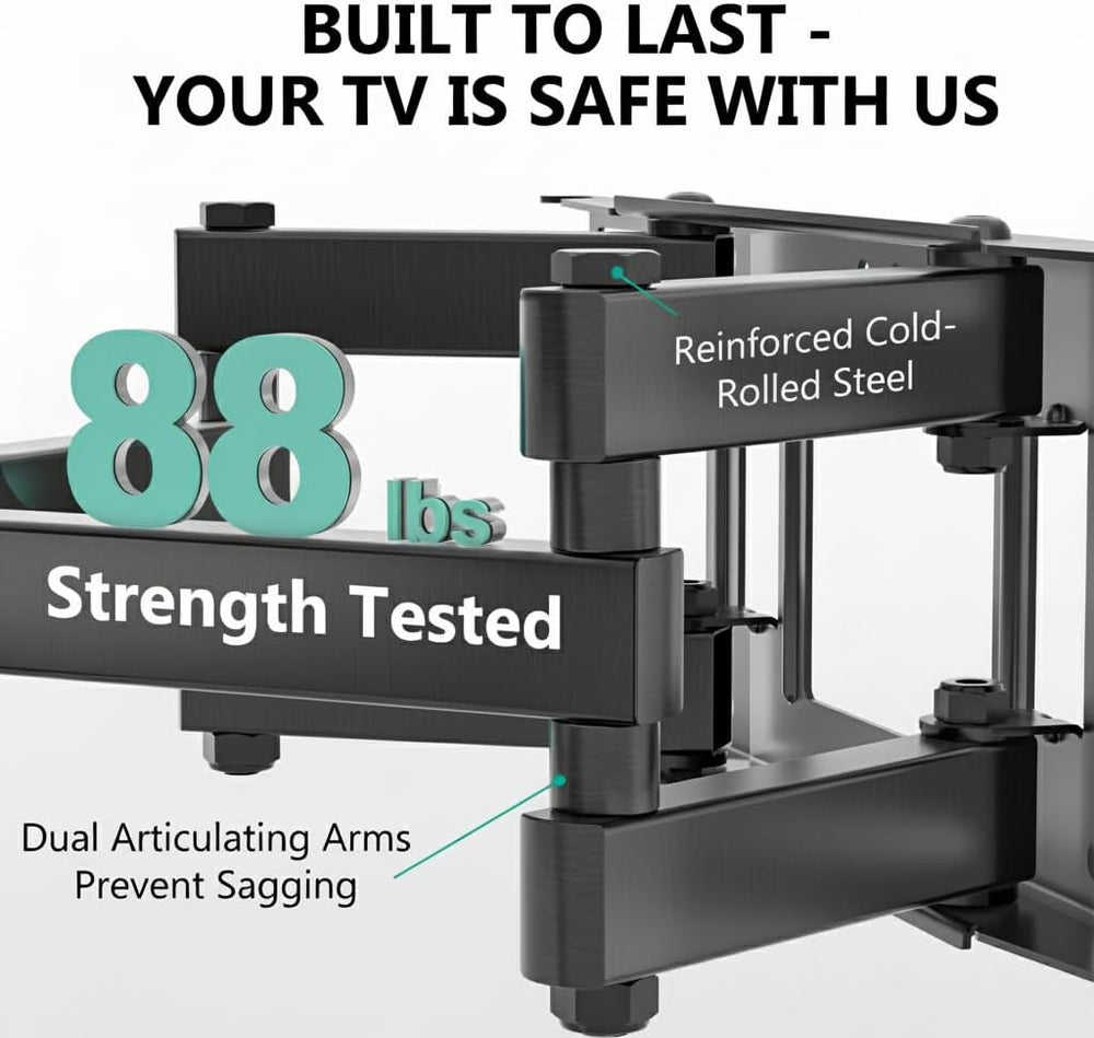 WALI Full Motion TV Wall Mount for 32–70 Inch TVs – Dual Articulating Mount w...