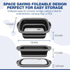 2-Pack XL Collapsible BBQ Prep Tub with Built-In Cutting Board, Lid & Strainer – Marinate, Drain & Prep – Large Food-Safe Container – Perfect for Grilling, Smoking & Outdoor Cooking (Black)